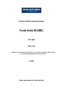 Archives du Parti communiste français  Fonds André BLUMEL