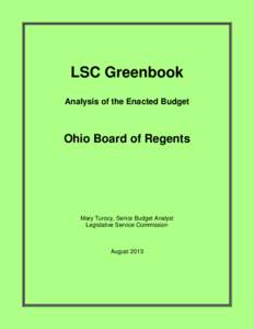 LSC Greenbook Analysis of the Enacted Budget Ohio Board of Regents  Mary Turocy, Senior Budget Analyst