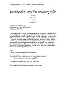 ETHNO/DOC FILM, FALL 2007, R. STEPP, UNIVERSITY OF FLORIDA  1