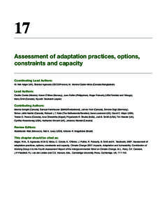 17 Assessment of adaptation practices, options, constraints and capacity Coordinating Lead Authors: W. Neil Adger (UK), Shardul Agrawala (OECD/France), M. Monirul Qader Mirza (Canada/Bangladesh)
