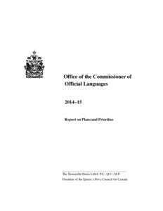 Office of the Commissioner of Official Languages 2014−15  Report on Plans and Priorities