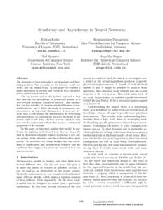 Synchrony and Asynchrony in Neural Networks Fabian Kuhn Faculty of Informatics University of Lugano (USI), Switzerland 