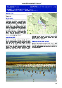 Directory of Important Bird Areas in Mongolia  IBA CODE: MN043 IBA NAME: DASHINCHILEN BAYAN LAKE