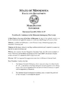 STATE OF MINNESOTA   EXECUTIVE DEPARTMENT MARK DAYTON