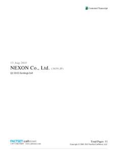 Corrected Transcript  13-Aug-2015 NEXON Co., Ltd.