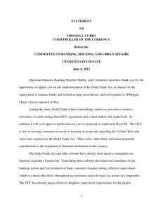 Statement of Comptroller of the Currency Thomas J. Curry