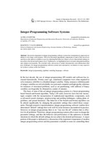 Annals of Operations Research 140, 67–124, 2005 c 2005 Springer Science + Business Media, Inc. Manufactured in The Netherlands.  Integer-Programming Software Systems ¨