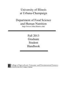 University of Illinois at Urbana-Champaign Department of Food Science and Human Nutrition http://www.fshn.illinois.edu/