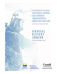 CANADA/BRITISH COLUMBIA  ASIA-PACIFIC GATEWAY AND CORRIDOR TRANSPORTATION INFRASTRUCTURE FUND