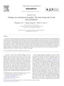 Package size and perceived quality: The intervening role of unit price perceptions