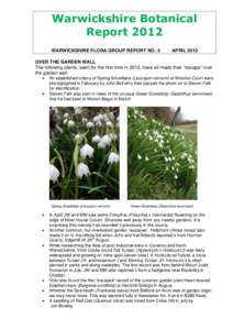 Warwickshire Botanical Report 2012 WARWICKSHIRE FLORA GROUP REPORT NO. 3 APRIL 2013