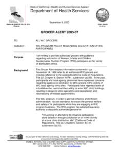 Microsoft Word - Grocer Alert[removed]Grocer Solicitation Policy.doc