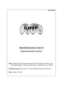 GHTF SG1 - Principles of Safety and Performance of Medical Devices (STED[removed]October 2002