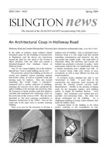 ISSN[removed]Spring 2004 ISLINGTON news The Journal of the ISLINGTON SOCIETY incorporating FOIL folio