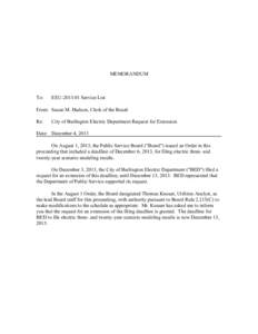 MEMORANDUM  To: EEU[removed]Service List