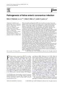 Journal of Feline Medicine and Surgery[removed], 529e541 doi:[removed]j.jfms[removed]Pathogenesis of feline enteric coronavirus infection Niels C Pedersen