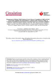 Management of Patients With Peripheral Artery Disease (Compilation of 2005 and 2011 ACCF/AHA Guideline Recommendations): A Report of the American College of Cardiology Foundation/American Heart Association Task Force on 