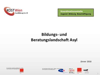 Bildungs- und Beratungslandschaft Asyl Jänner 2018 Die Koordinierungsstelle AusBildung bis 18 Wien wird finanziert und beauftragt durch: