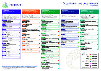 Organisation des départements 13 décembre 2013 Département Matériaux et structures (MAST)