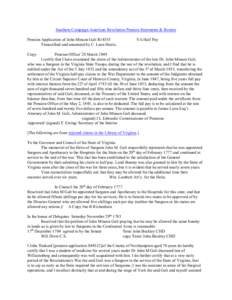 Southern Campaign American Revolution Pension Statements & Rosters Pension Application of John Minson Galt R14353 Transcribed and annotated by C. Leon Harris. VA Half Pay