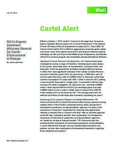 July 10, 2013  Cartel Alert DOJ’s Deputy Assistant Attorney General