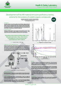 Health & Safety Laboratory An agency of the Health & Safety Executive Development of the AIR material emissions proficiency testing scheme for the analysis of volatile organic compounds Owen Butler1, Helen Finch2, Ian Pe