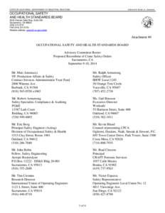 STATE OF CALIFORNIA - DEPARTMENT OF INDUSTRIAL RELATIONS  Edmund G. Brown Jr., Governor OCCUPATIONAL SAFETY AND HEALTH STANDARDS BOARD