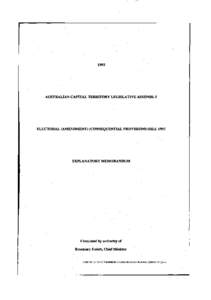1993  AUSTRALIAN CAPITAL TERRITORY LEGISLATIVE ASSEMBLY ELECTORAL (AMENDMENT) (CONSEQUENTIAL PROVISIONS) BILL 1993