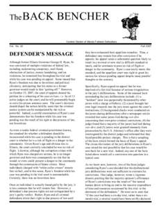 The BACK  BENCHER Central District of Illinois Federal Defenders  Vol. No. 42