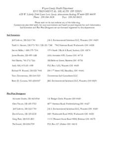 Wayne County Health Department ENVIRONMENTAL HEALTH DIVISION 428 W. Liberty Street (Lower Level, County Administration Building), Wooster OHPhone: Fax: Please note we do not endorse any o