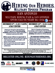 SAN ANTONIO  MILITARY HIRING FAIR & SAN ANTONIO SPURS SALUTE NIGHT Dec 10th  CENTER