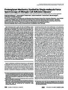 THE JOURNAL OF BIOLOGICAL CHEMISTRY VOL. 281, NO. 9, pp. 5992–5999, March 3, 2006 © 2006 by The American Society for Biochemistry and Molecular Biology, Inc. Printed in the U.S.A. Proteoglycan Mechanics Studied by Sin