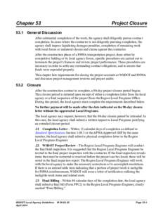 Local Agency Guidelines M[removed]Chapter 53 - Project Closure