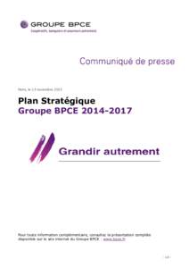 Plan Stratégique Groupe BPCE[removed]novembre 2013