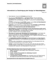 Hessische Lehrkräfteakademie  Informationen zur Genehmigung oder Anzeige von Nebentätigkeiten Oktober 2014  