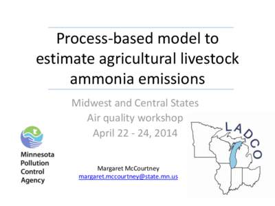 Process-based model to estimate agricultural livestock ammonia emissions Midwest and Central States Air quality workshop April[removed], 2014