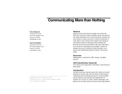 Communicating More than Nothing Tony Bergstrom Abstract  University of Illinois