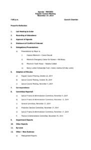 Agenda - REVISED Regular Council Meeting November 27, 2014 7:00 p.m.  Council Chamber