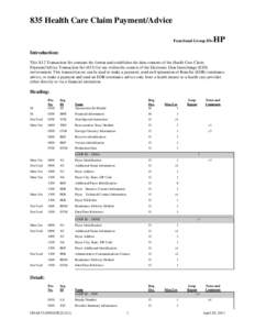 835 Health Care Claim Payment/Advice HP Functional Group ID=  Introduction: