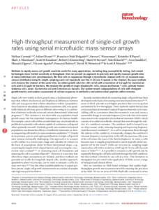 Articles  High-throughput measurement of single-cell growth rates using serial microfluidic mass sensor arrays  npg