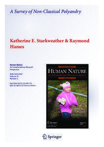 A Survey of Non-Classical Polyandry  Katherine E. Starkweather & Raymond