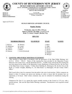 COUNTY OF HUNTERDON NEW JERSEY HUMAN SERVICES ADVISORY COUNCIL LOCAL ADVISORY COMMITTEE ON ALCOHOLISM & DRUG ABUSE YOUTH SERVICES COMMISSION MENTAL HEALTH BOARD[removed]