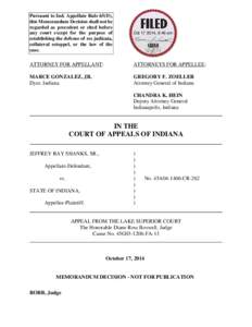 Pursuant to Ind. Appellate Rule 65(D), this Memorandum Decision shall not be regarded as precedent or cited before any court except for the purpose of establishing the defense of res judicata, collateral estoppel, or the