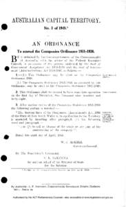 AUSTRALIAN CAPITAL TERRITORY. No. 3 of 1949.* AN ORDINANCE To amend the Companies Ordinance[removed].