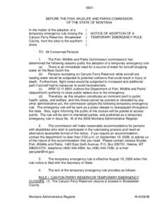 Montana / United States / United States administrative law / Broadwater County /  Montana / Rulemaking