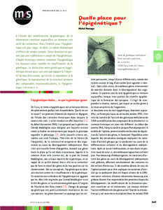 MEDECINE/SCIENCES 2005 ; 21 : [removed]Quelle place pour