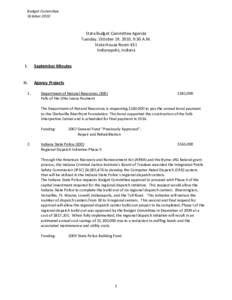 Budget Committee October 2010 State Budget Committee Agenda Tuesday, October 19, 2010, 9:30 A.M. State House Room 431