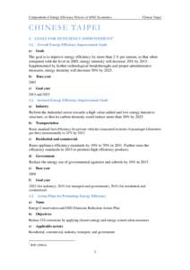 Compendium of Energy Efficiency Policies of APEC Economies  Chinese Taipei C H I N E S E TA I P E I 1. GOALS FOR EFFICIENCY IMPROVEMENT1