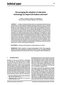 109  Encouraging the adoption of education technology for improved student outcomes* C Willis†, C Kestell, S Grainger and D Missingham The University of Adelaide, Adelaide, South Australia