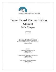 Travel Pcard Reconciliation Manual Main Campus Version 1.0 January 2015